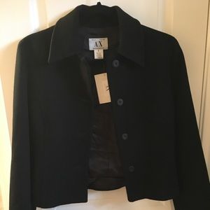 Armani Exchange Black womens wool blazer Sz 4 NWT